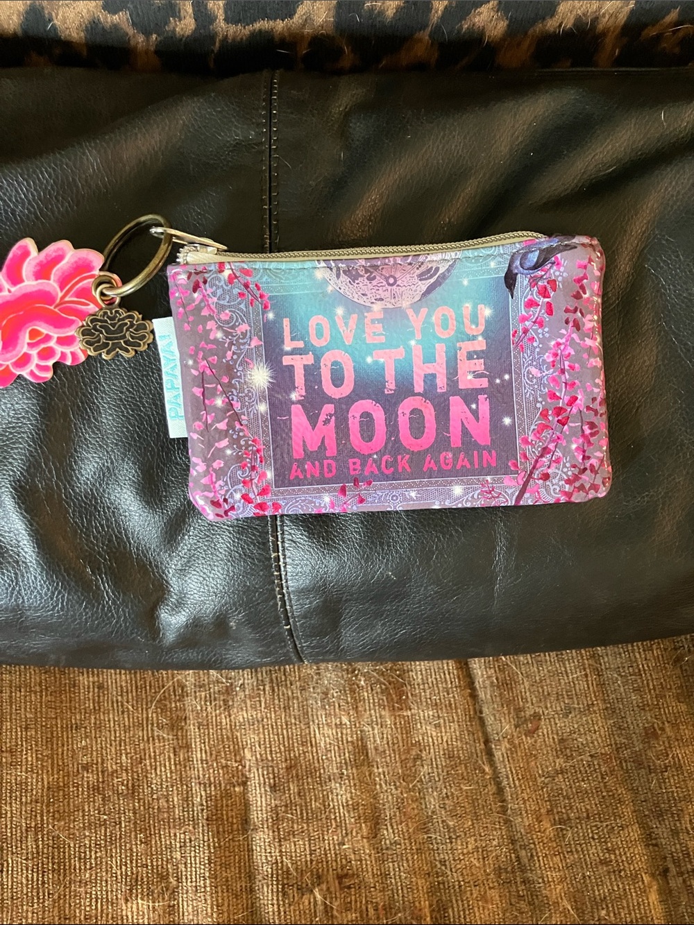 Papaya Floral Pink & Teal Labeled Wallet Pouch